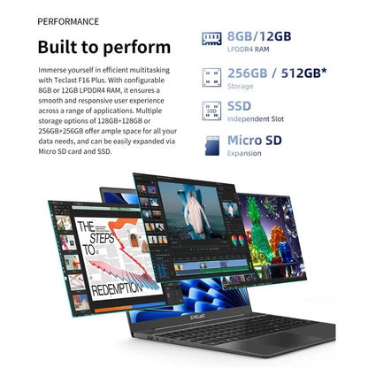 Teclast F16 Plus 15.6 Inch Laptop Windows 11pro 8GB RAM 256GB SSD for Intel Gemini Lake N4120 1920X1080 1.65KG Notebook Computer