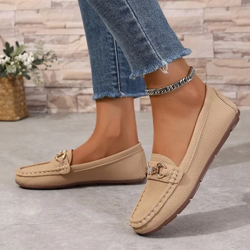 2024 Spring and Autumn Solid Color Women's Flat Shoe Fashionable Round Toe Low Heel Casual Large Size Slip-on Women's Flat Shoes