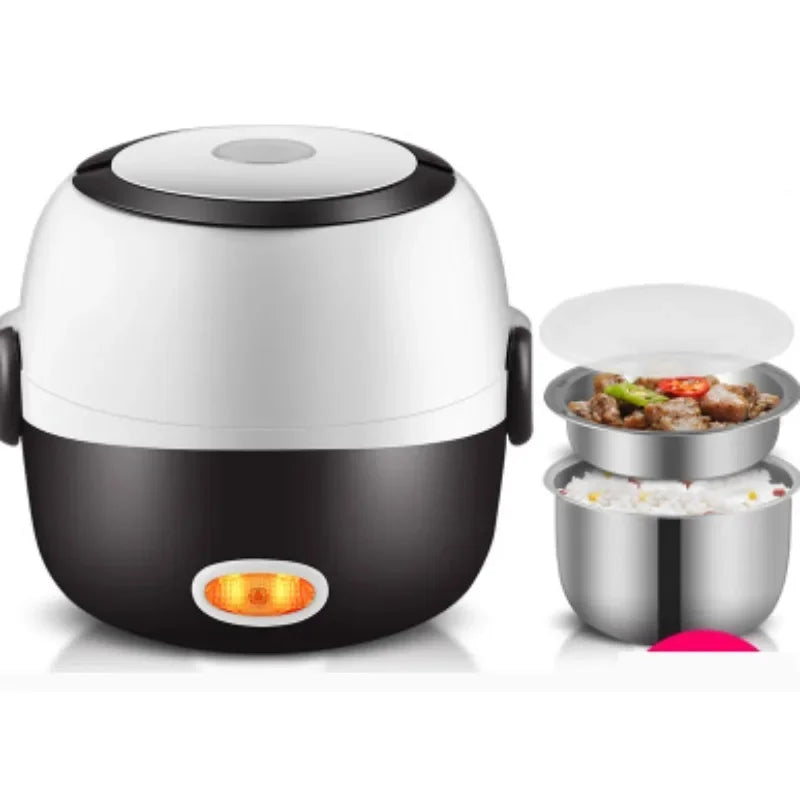 Mini Electric Rice Cooker Stainless Steel 2/3 Layers Steamer Portable Meal Thermal Heating Lunch Box Food Container Warmer