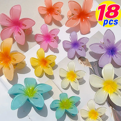 1/18pcs Gradient Flower Hair Claws Clip Egg Flower Hair Clips Flower Large Hair Clip Shark Hairpin for Women Fashion Accessories