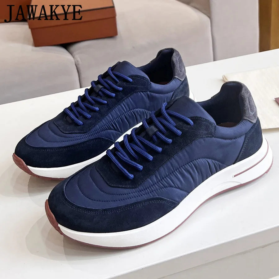 Italian Brand Male Sneakers Casual Business Shoes For Men Round Toe Lace Up Walking Loafers Men's Shoes