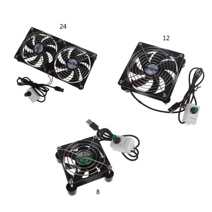 896F Multi-Purpose USB Cooling Fan with Mesh Mat 8cm/12cm/24cm Stepless Speed Fans