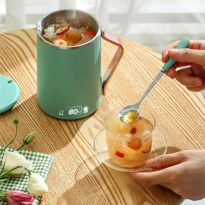 110V/220V MINI Electric Kettle Portable 450ML Heating Thermostat Electric Stew Cup Outdoor Traveling Heat Preservation Kettle