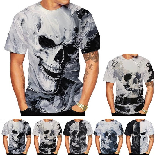 New Fashion Men's Women's Short Sleeve 3D Print Skull Pattern T-shirt Street Style Unisex Novelty Fashion Top Oversized 100-6XL