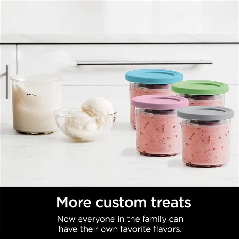 Ice Cream Pints Cup, Ice Cream Containers with Lids for Ninja Creami Pints NC301 NC300 NC299AMZ Series Ice Cream Maker