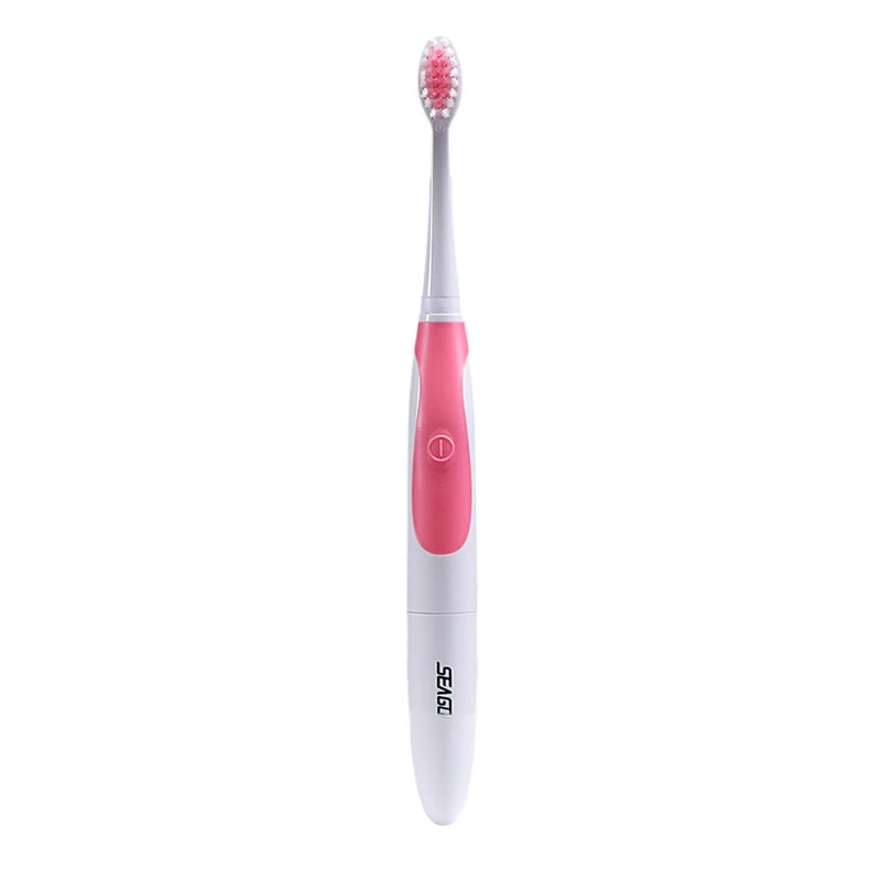 Seago 3 Brush Heads Sonic Electric Toothbrush For Adult Oral Care Waterproof Battery Power Soft Bristle Teeth Portable Whitening