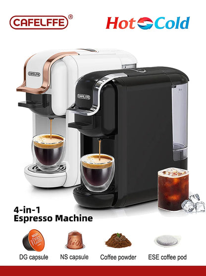 Cafelffe Multiple Capsule Coffee Machine 4 in 1 Hot/Cold DG Cappuccino Nes Small Capsule ESE Pod Ground Espresso Cafeteria 19Bar