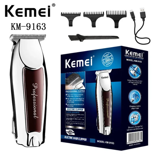 Kemei KM-9163 USB Rechargeable Professional Men Hair Trimmer Electric Low Noise Cordless Haircut Machine