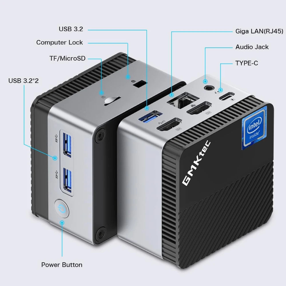 GMKtec KB5 Mini PC Intel Celeron N5105 Windows 11 Pro 4K Mini PC DDR4 8GB RAM 128GB ROM WiFi5 BT4.2 Desktop Computer Work