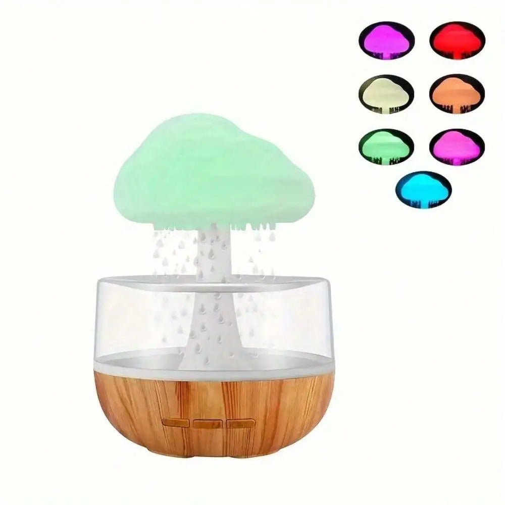 Colorful Rain Cloud Humidifier Mushroom Shape Sleep Atmosphere Lamp, Raindrop Light