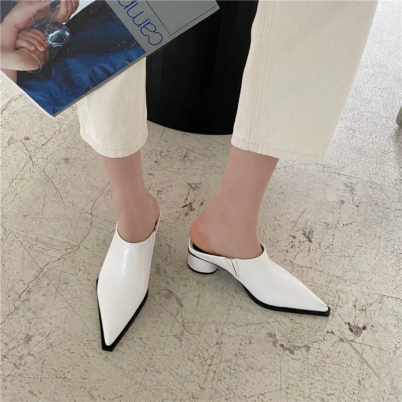 2022 New Baotou Half Slippers Female Summer Wear Muller Shoes Sandals Woman Shoes High Heels Sexy Shoes for Women Sandals