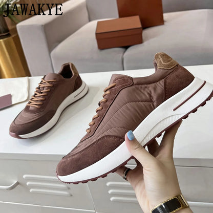 Italian Brand Male Sneakers Casual Business Shoes For Men Round Toe Lace Up Walking Loafers Men's Shoes