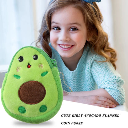 Avocado Plush Purse Kawaii Cute Key Case Bags Small Coin Bags For Women Boys Girls Gift Mini Handbag