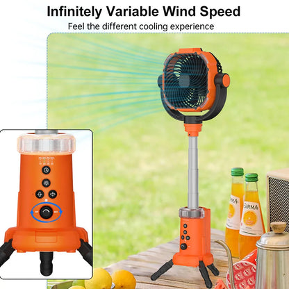 Camping Fan 20000mAh Rechargeable Portable Tent Ceiling Fan Circulators Wireless Outdoor Fan with Led Light and Remote Control