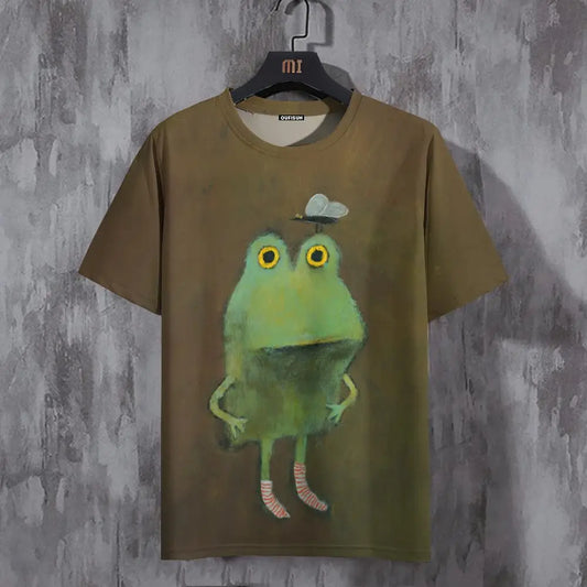 Men's T-shirt Cartoon Animal 3D Print Casual Harajuku Y2k Short Sleeve O-Neck Pullover T Shirt Tees Tops Oversized Clothing