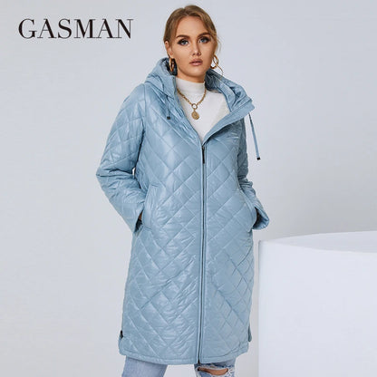 GASMAN 2022 Women's Autumn Winter jacket Fashion XL-5XL long High street parka Furry lining high quality Brand coat woman 81121