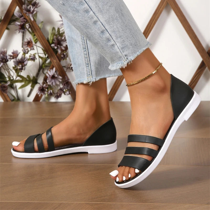 New Style Comfortable Thick-soled Casual Wear-resistant Sexy Elegant Fashion Solid Color Fish Mouth Open Toe Women's Sandals