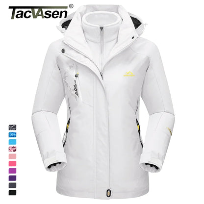 TACVASEN 3 in 1 Winter Fleece Jacket Womens Waterproof Ski Snowboard Jackets Work Rain Coat Outdoor Windbreaker Female Parka