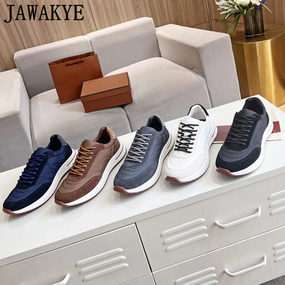 Italian Brand Male Sneakers Casual Business Shoes For Men Round Toe Lace Up Walking Loafers Men's Shoes