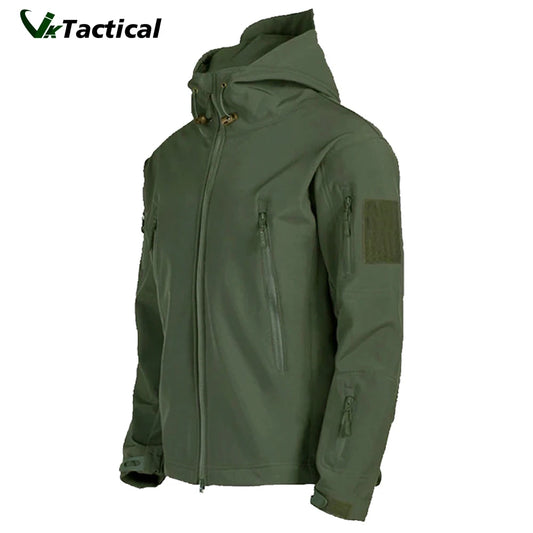 Military Outdoor Jackets Men Shark Skin Soft Shell Tactical Waterproof Windbreaker Army Combat Jacket Mens Hooded Bomber Coats