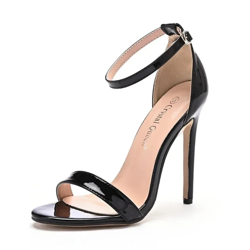 Women Sandals Style Summer Sandal Shallow Buckle Strap Patent Leather 11CM Thin Heels Backstage Party Women Modern Sandals Shoes