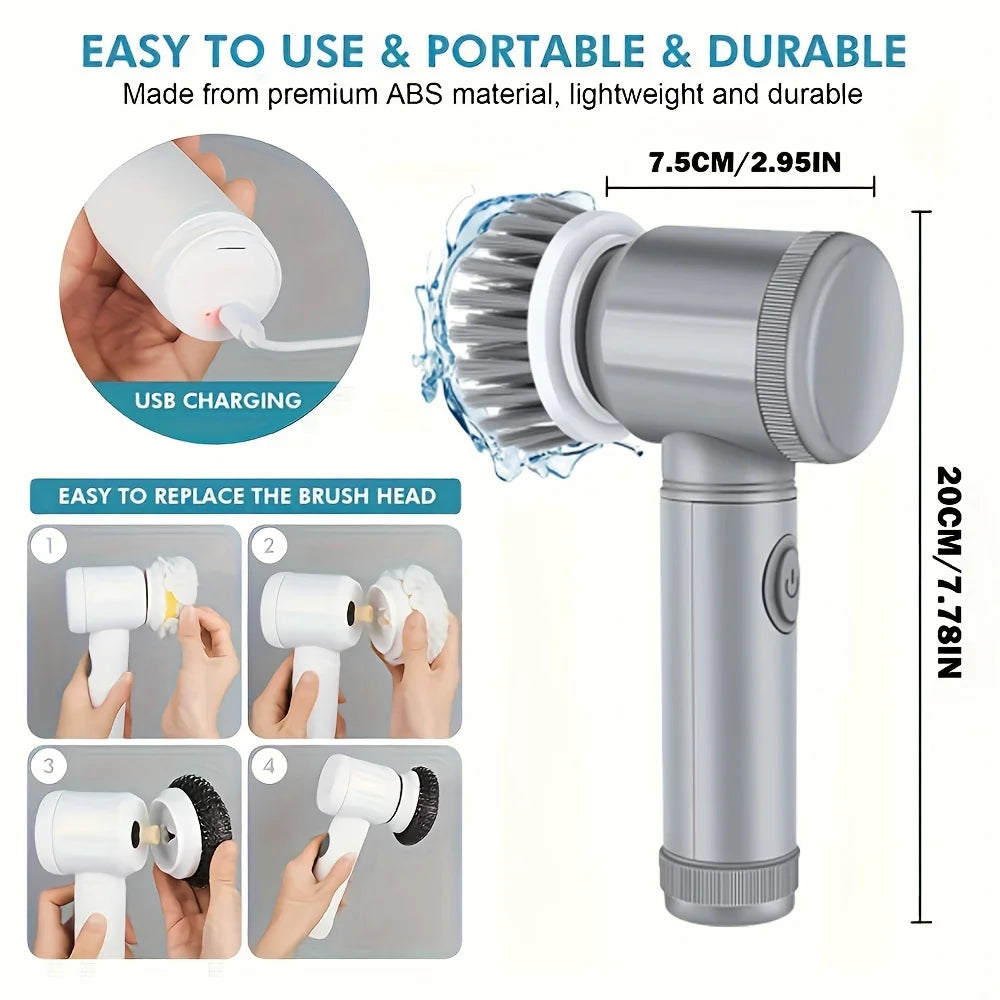 Electric Rotary Scrubber, Electric Cleaning Brush 9 In 1 Handheld Kitchen Cleaning Cordless Rotary Scrubber