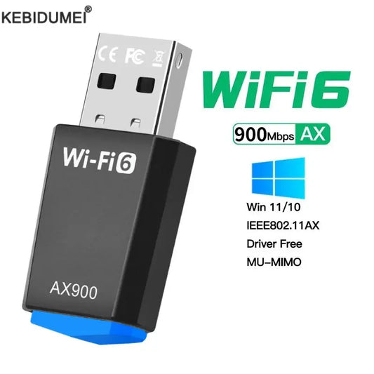 900M Wi-Fi 6 USB Adapter Drive Free Wireless Network Card 2.4G/5.8G Dual Band WiFi Ethernet Stable Signal Adapter for PC Laptop