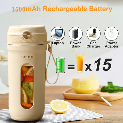 10 Blades Electric Juicer Portable Blender 350ML Fruit Mixers 3000mAh USB Rechargeable Smoothie Juicer Cup Squeezer Juice Maker