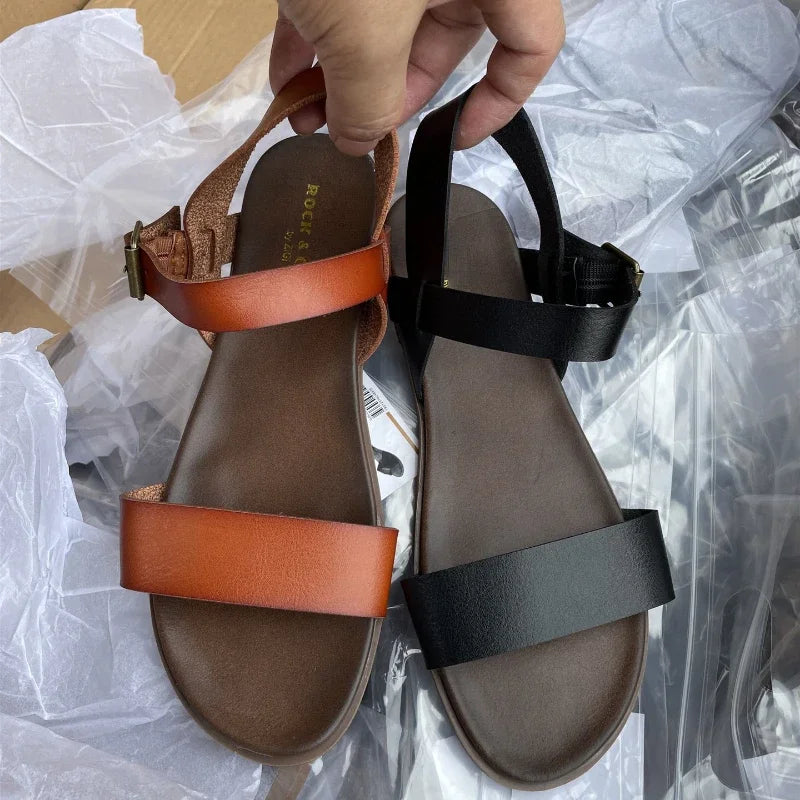 Summer Trend New Women Shoes Simple Buckle Open Toe Fashion Casual Roman Ladies Sandals Soft Comfortable Beach Shoe PLus Size