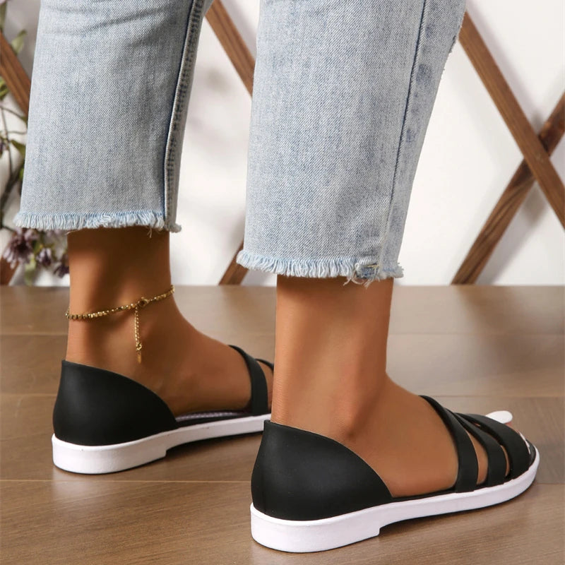 New Style Comfortable Thick-soled Casual Wear-resistant Sexy Elegant Fashion Solid Color Fish Mouth Open Toe Women's Sandals