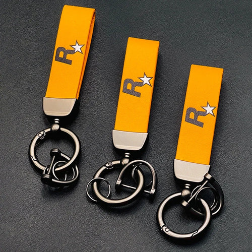 Yellow Muti-Pendant Key Holder Durable Key Strap Nylon Webbing Strap Keychain Keyfob Game GTA Auto 5 Keychain For Fans Key Ring