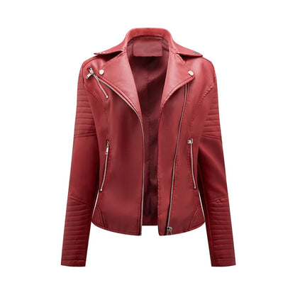 2024 New Fashion Women Faux Leather Jacket Spring Autumn Zipper Casual Pu Coat Female Biker Outerwear Ladies Clothes S-XXXL