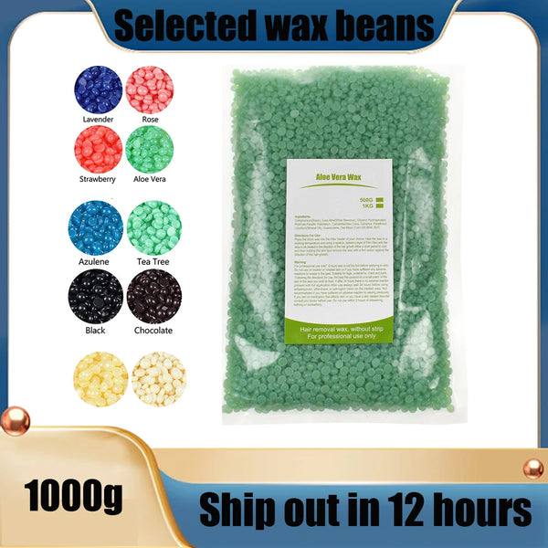 1000g Hot Film Painless Waxing Beads Depilatory Wax Beans Hard Wax Beans Heating Wax Machine Bikini Face Body Hair Removal