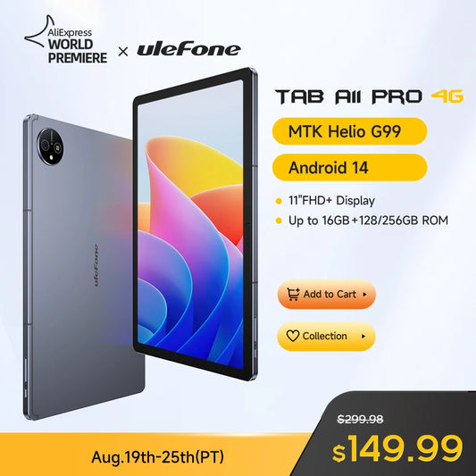 【World Premiere】Ulefone Tab A11 Pro Tablet  16GB RAM (8+8) 128GB/256GB ROM 11‘’ MTK Helio G99 Android 14 8800mAh 4G Tablet