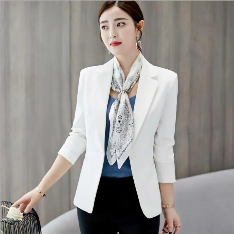 Women's Blazer 2024 Red Long Sleeve Blazers Pockets Jackets Coat Slim Office Lady Jacket Female Tops Suit Blazer Femme Jackets