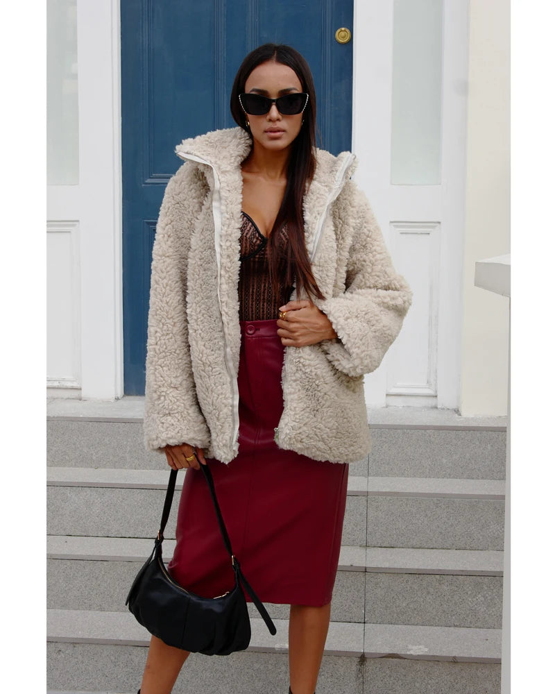 2024 Fall / Autumn Women Casual Faux Fur Coat and Jacket