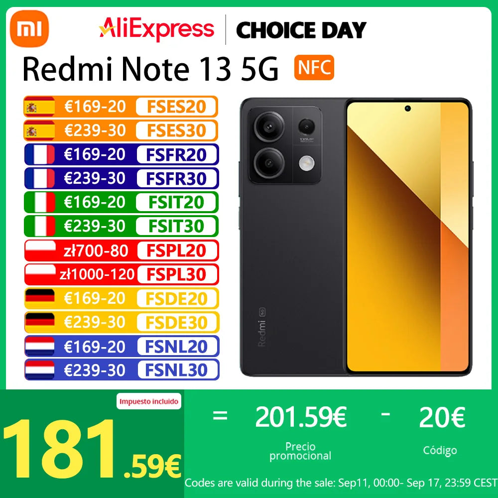 Xiaomi Redmi Note 13 5G 6GB RAM 128GB ROM,NFC,MediaTek dimension 6080,120HZ,108MP Camera,33W charging,5000mAh