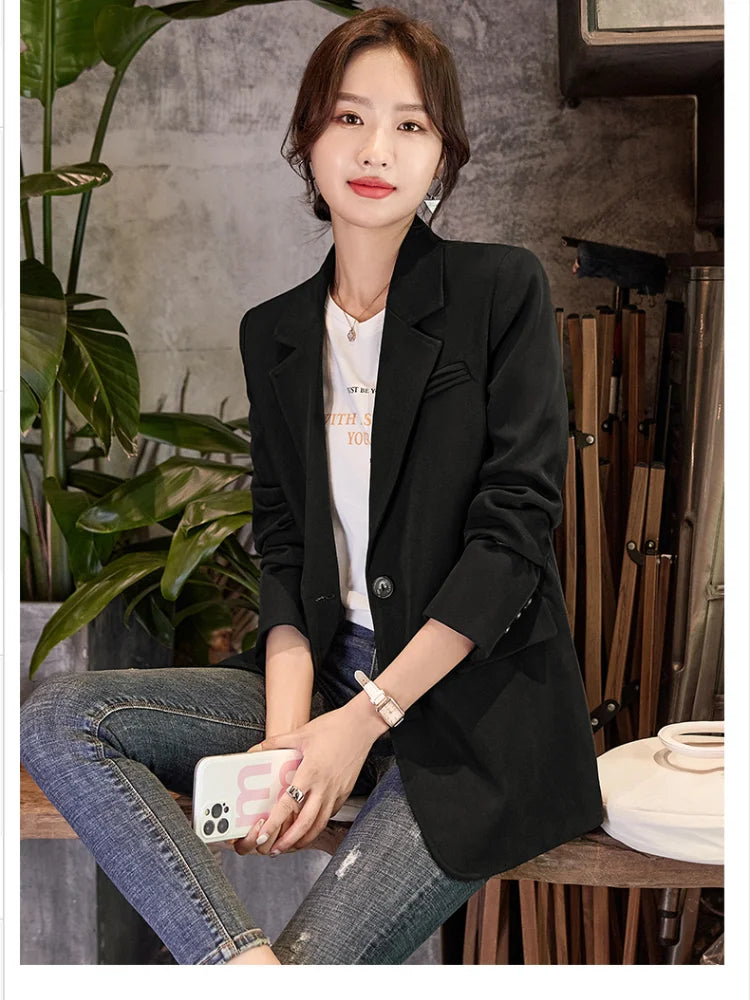 Korean Version of the Spring and Autumn Office Women 2023 Long-sleeved Loose Casual Temperament Outerwear Fashion Business Tops