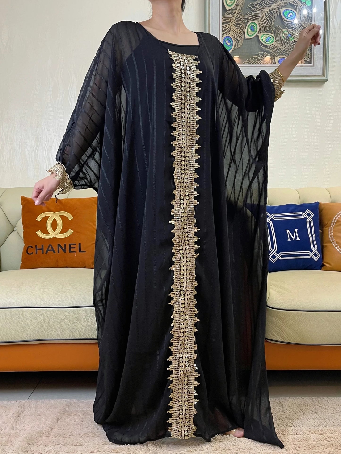 2023Free Size African Chiffon Dresses For Women Dashiki Traditional Kaftan Robe Elegant Wedding Party Dress Ramadan Dubai Abaya