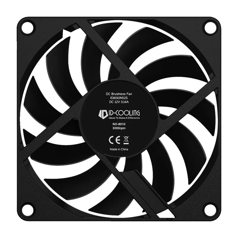 ID-COOLING NO-8010-PWM Small 4pin Case Fan 8cm Ultra-thin Fan 8010 Temperature Controlled Computer Case CPU Heat Sink PC Fan