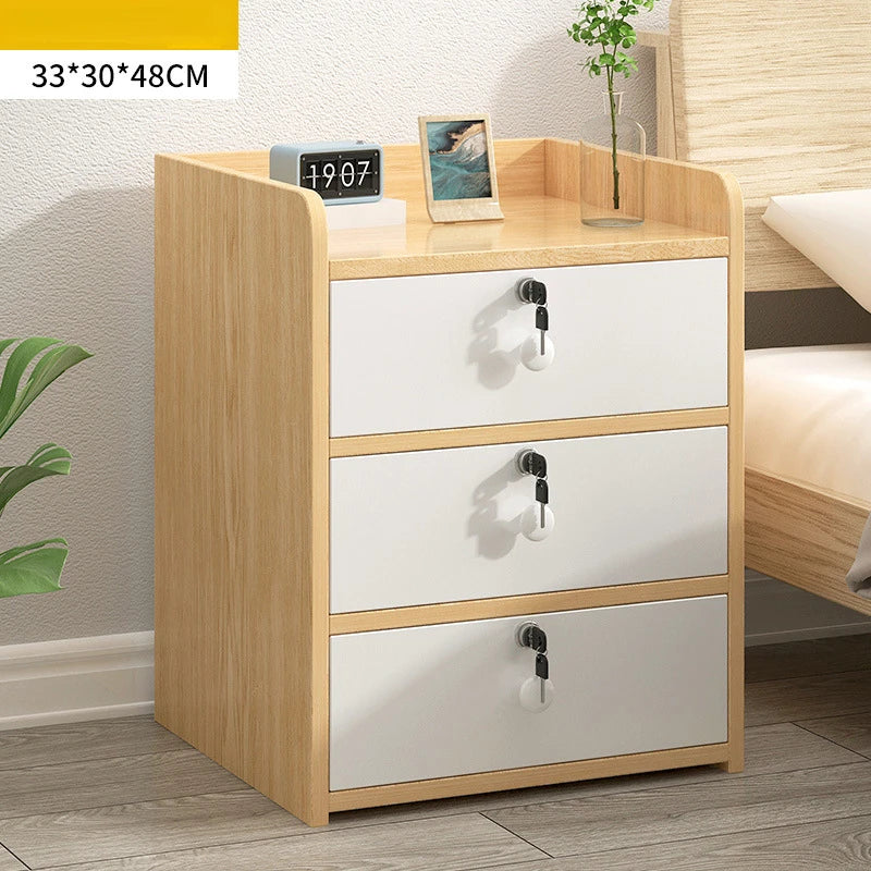 2024 New Night Stand Set Bedroom Furniture With Lock Storage Drawer Cabinet  Multi-Layer  Nordic Minimalist Nightstands