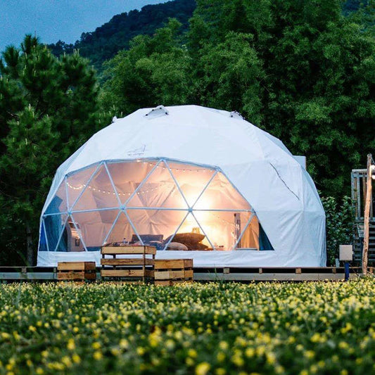 Geodesic Dome Luxury Hotel Dome Leisure Resort Vacation Outdoor Glamping Round Tent Transparent Starry Sky Manor Tent