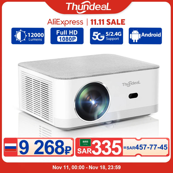 ThundeaL Portable Mini Projector TD92 Pro FHD 1080P Full HD Beam 4K Video WiFi Android Projector TD92Pro 3D Movie Home Theater