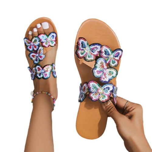 Vacation Light Butterfly Plus Size Beach Sandals