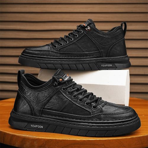 Men's Low-top Trendy Leather Shoes Thickened Non-slip