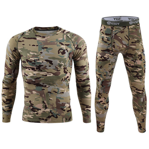 ESDY Men's Exercise Camouflage Dralon Thermal Underwear Suit