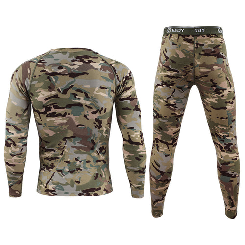 ESDY Men's Exercise Camouflage Dralon Thermal Underwear Suit