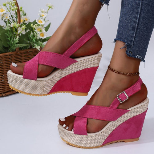 Women's Platform Wedge Sandals Plus Size Denim