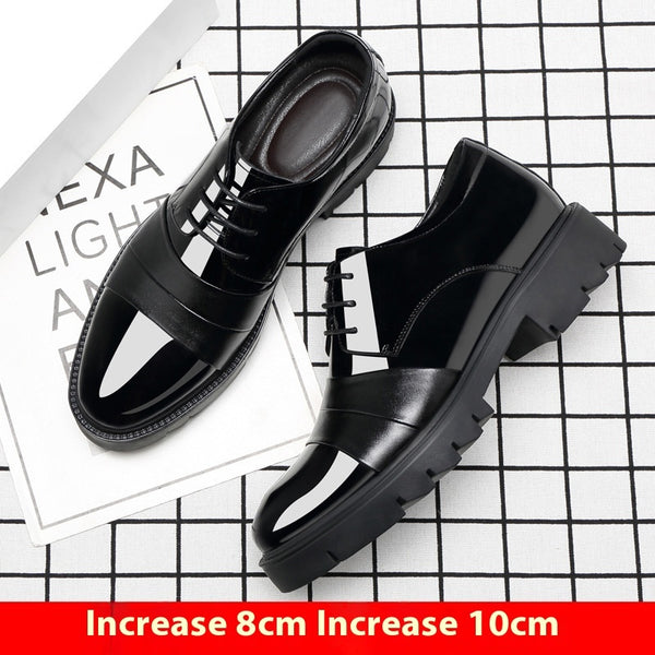 Height Increasing Insole 10cm Men's Business Formal Wear Paint Bright Leather 8cm Platform Height Increasing Shoes