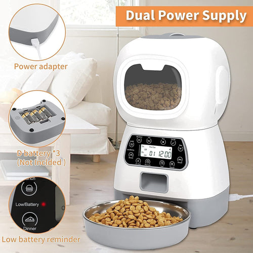 Smart APP Pet Feeder Cat And Dog Food Automatic Dispenser Stainless Steel Bowl Cats And Dogs With Recording Timing Feeding